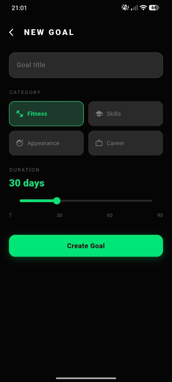 Goal calendar screen